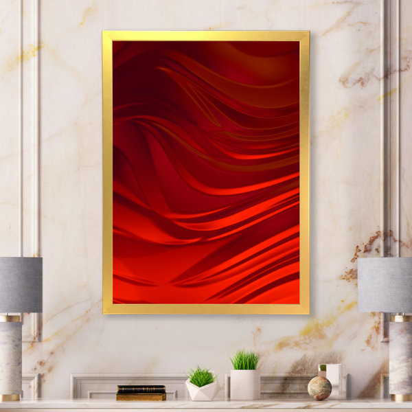 Wrought Studio Abstract Red Wave Liquid Art II Modern Canvas Wall Art